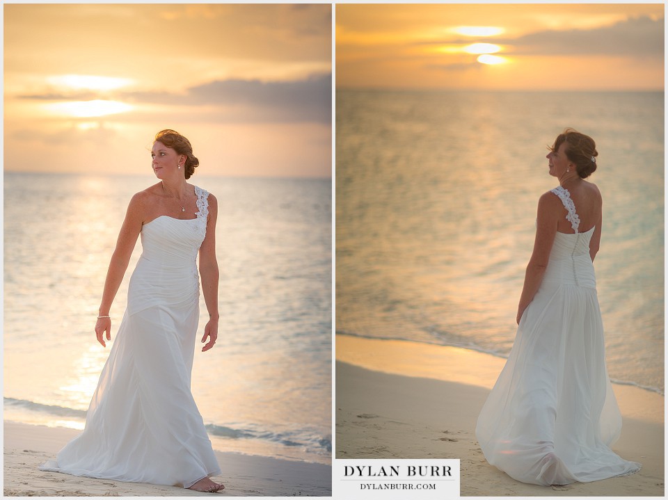 destination beach wedding sunset bride dress turks caicos