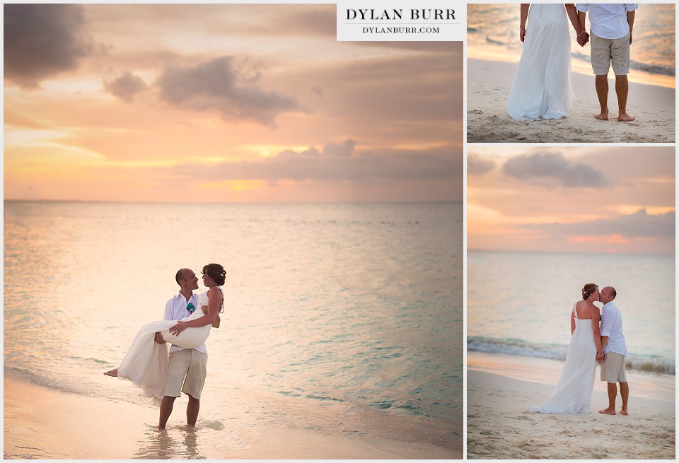 destination beach wedding sunset couple photos turks caicos