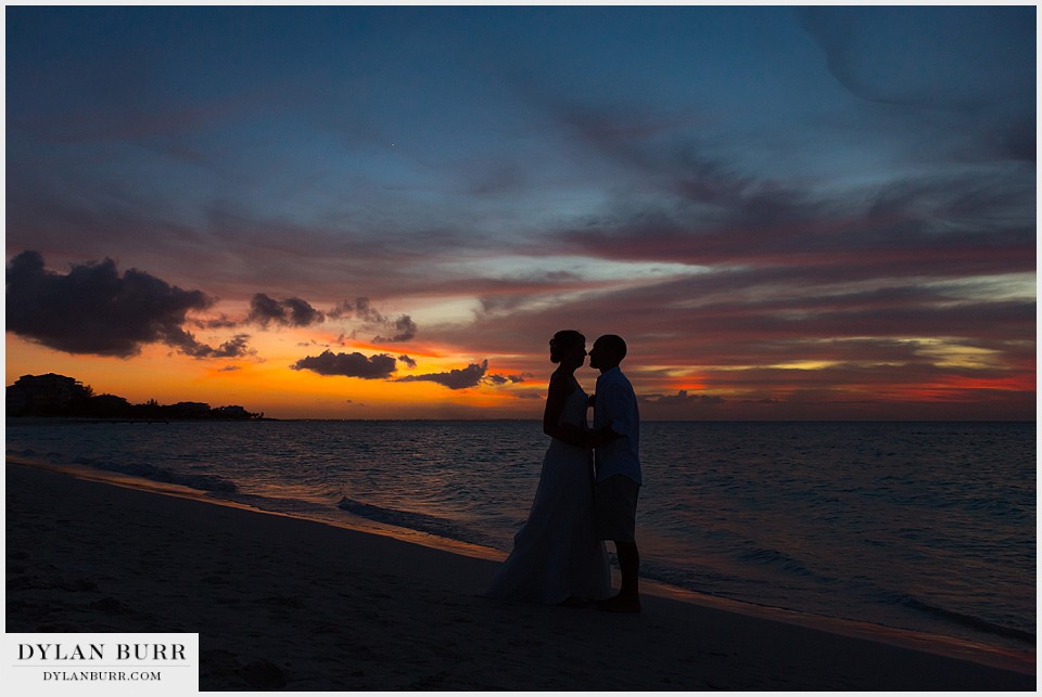 destination beach wedding sunset silhouette turks caicos