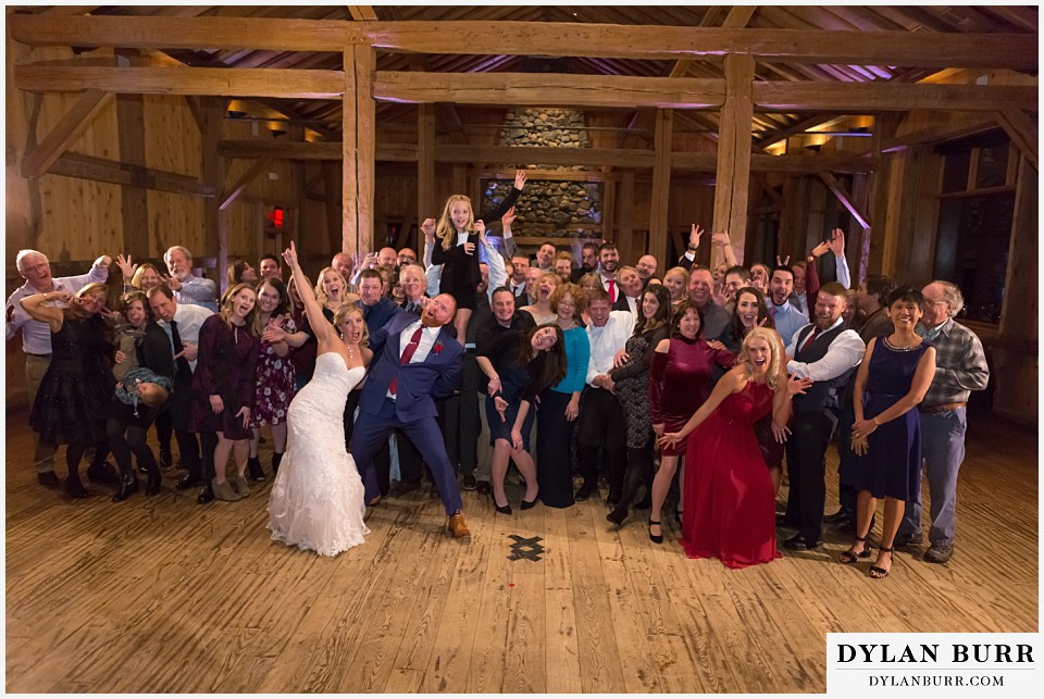 devils thumb ranch wedding in winter all wedding guests photo