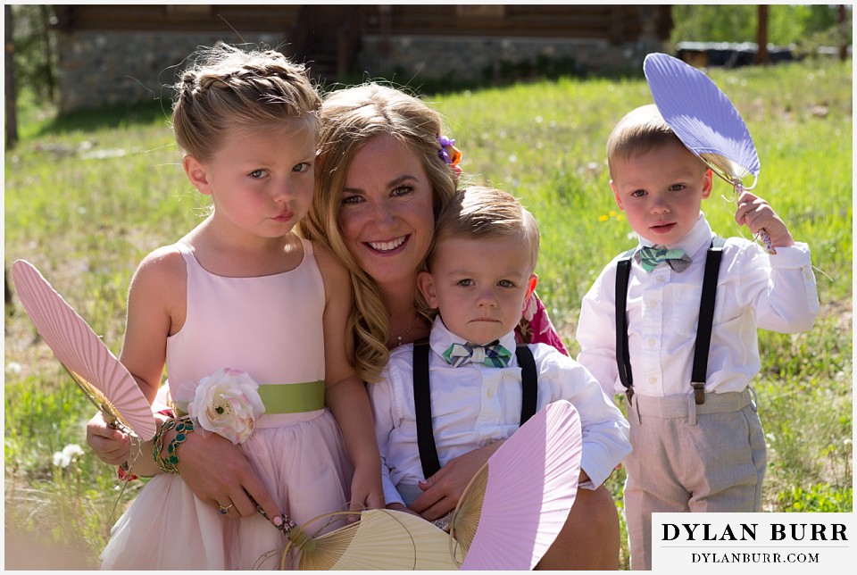devils thumb ranch wedding bride with flower girl and ring bearers