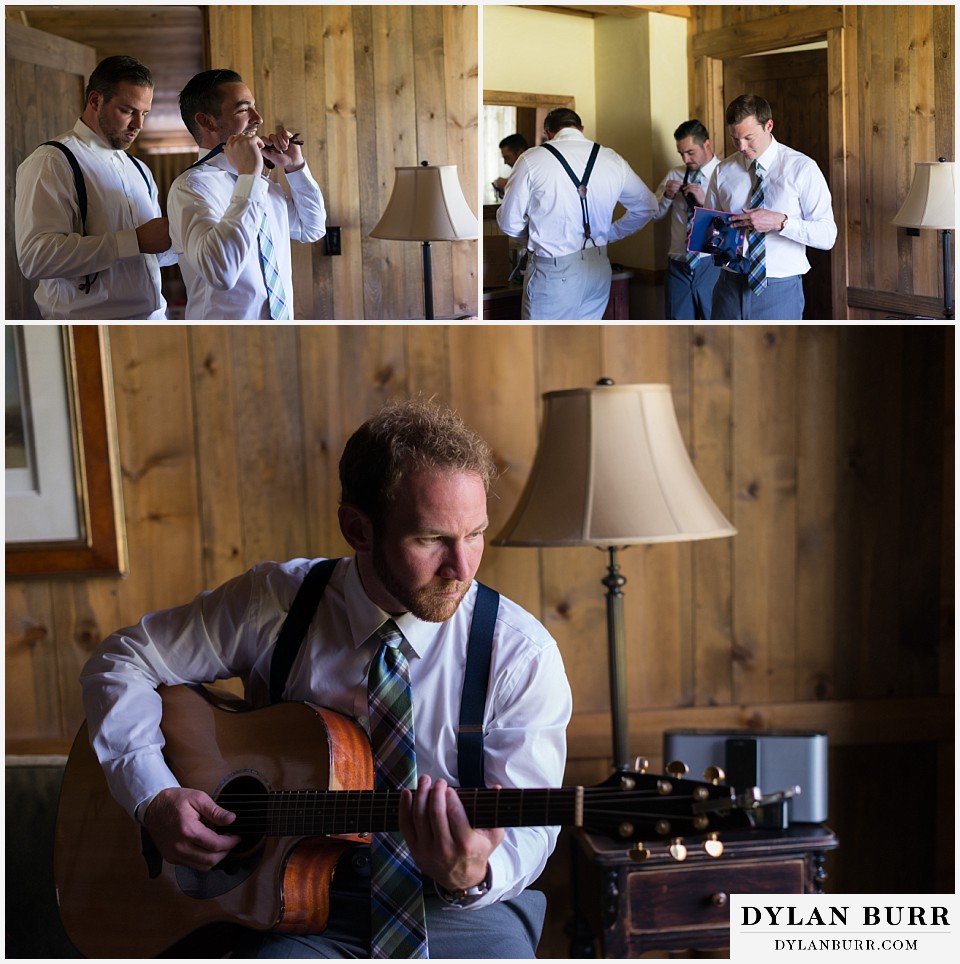 devils thumb ranch wedding groom getting ready with best man and groomsmen