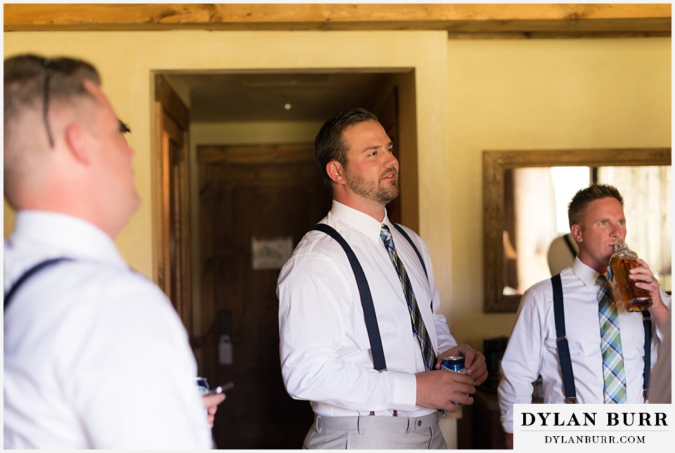 devils thumb ranch wedding groom with friends