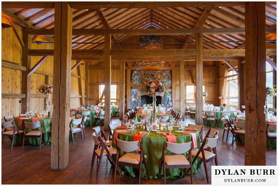 devils thumb ranch wedding reception hall with table settings