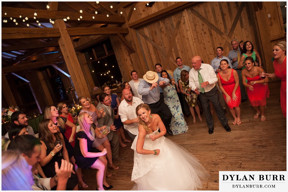 devils thumb ranch wedding bride showing off her dance moves