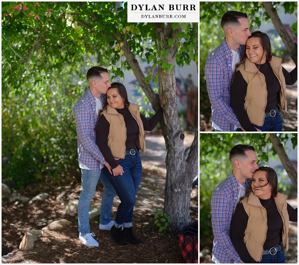 downtown estes park engagement photos love in the trees