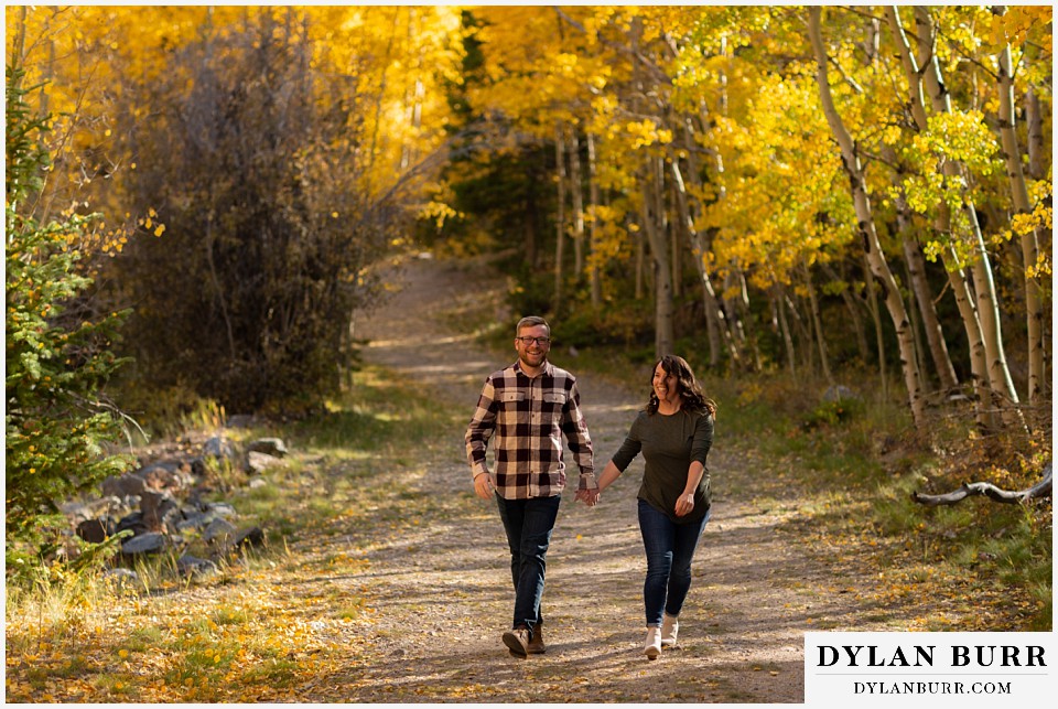 georgetown colorado engagement session couple walking together