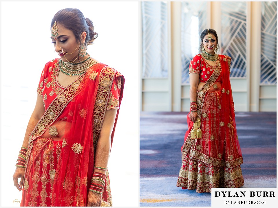 hyatt regency tech center hindu wedding bride in red wedding dress