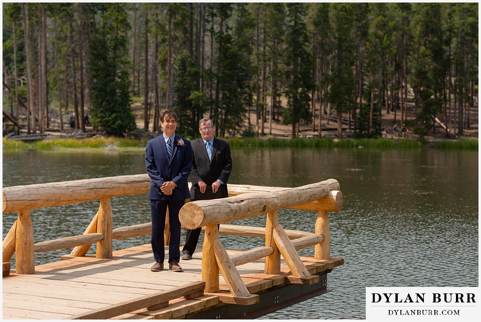 intimate wedding elopement sprague lake rocky mountain national park groom and wedding officiant