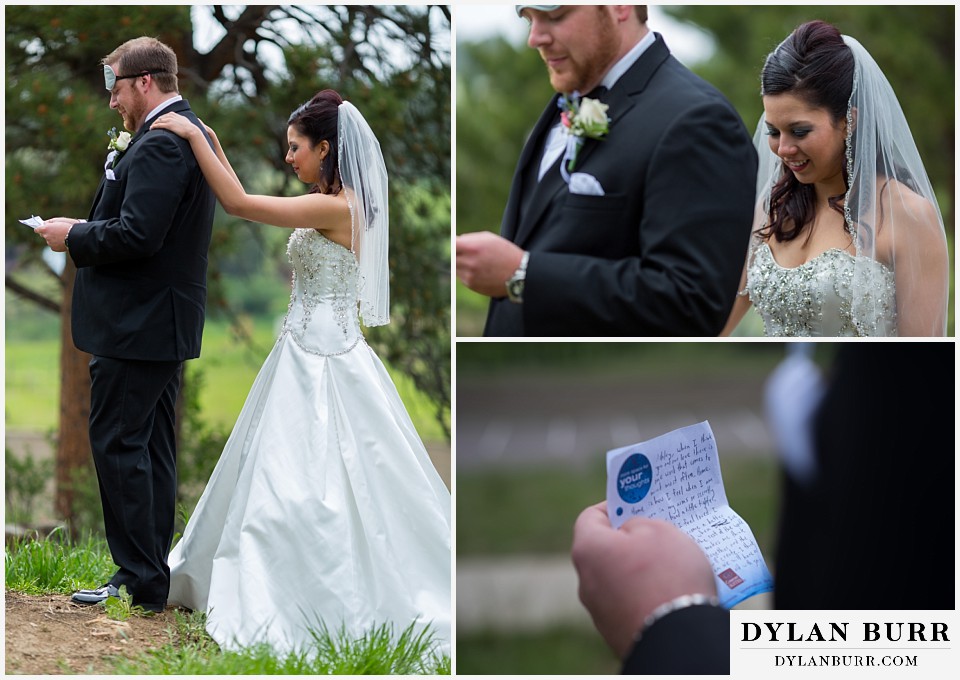 lookout mountain wedding groom reading letter to bride