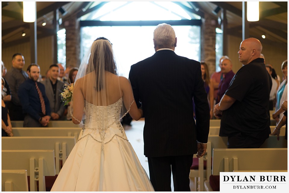 lookout mountain wedding bride and father walking down aisle to her groom