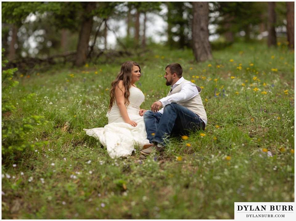 colorado mountain elopement lost gulch overlook wedding boulder co wildflowers in a field