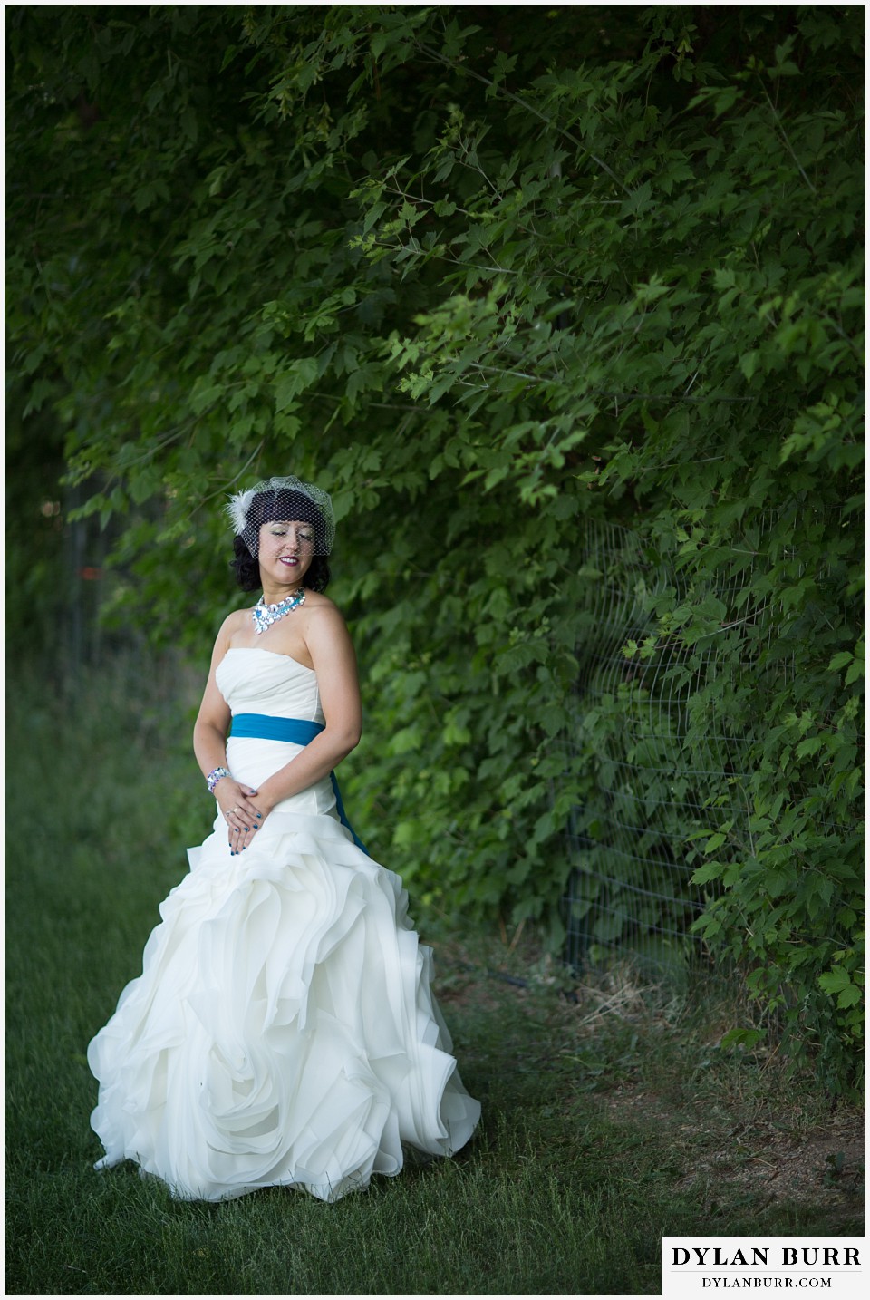 lyons farmette wedding bride surrounded by greenery
