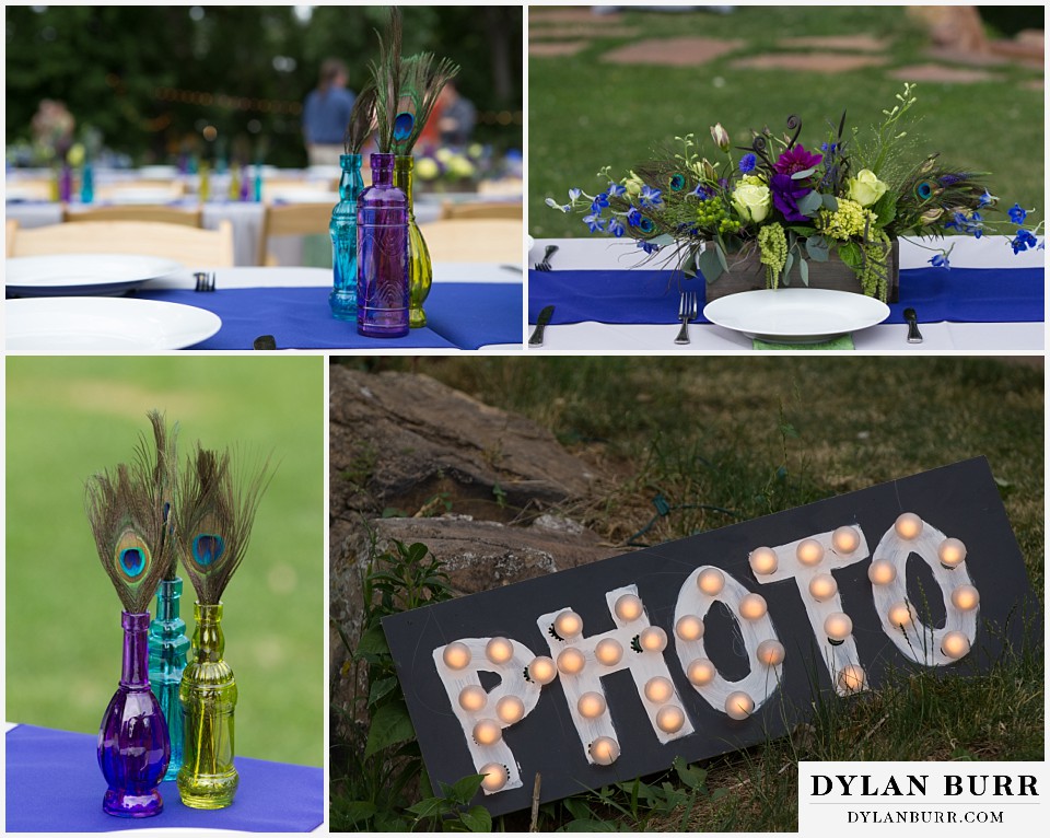 lyons farmette wedding table decorations with peacock feathers