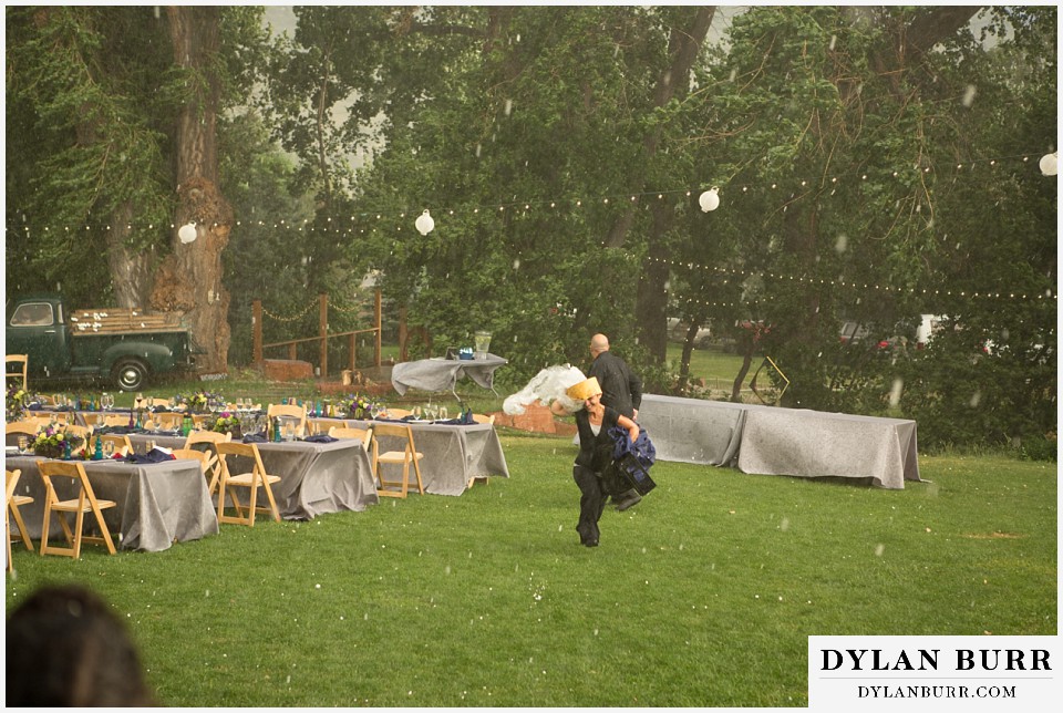 lyons farmette wedding hail falling as caterers scramble to save items
