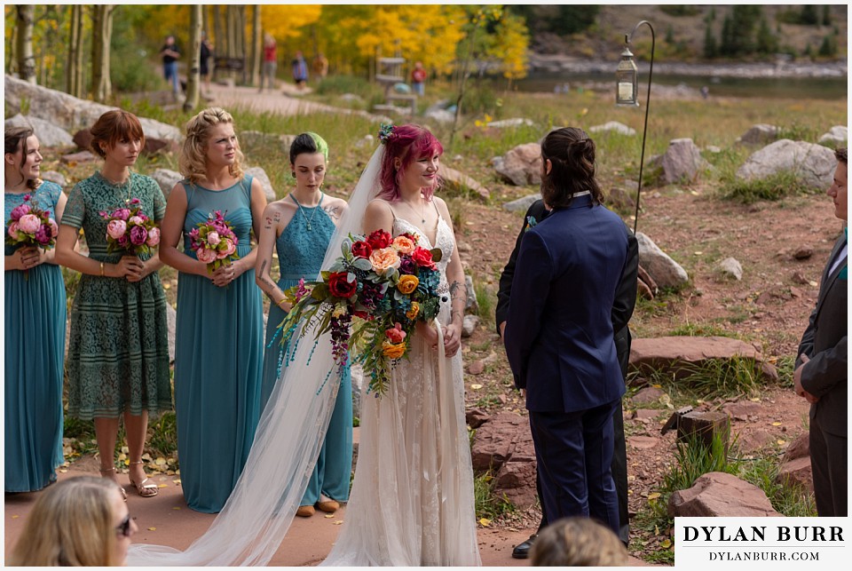 maroon bells wedding aspen colorado mountain wedding bride and bridesmaids