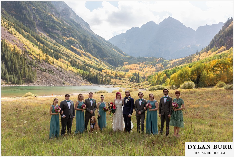 maroon bells wedding aspen colorado mountain wedding bridal party