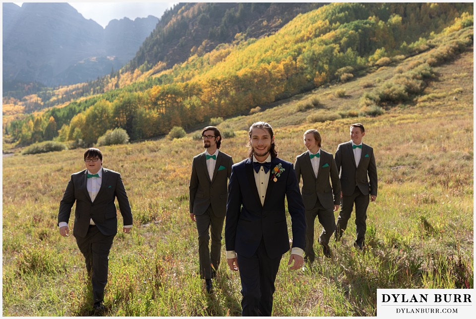 maroon bells wedding aspen colorado mountain wedding groom and groomsmen