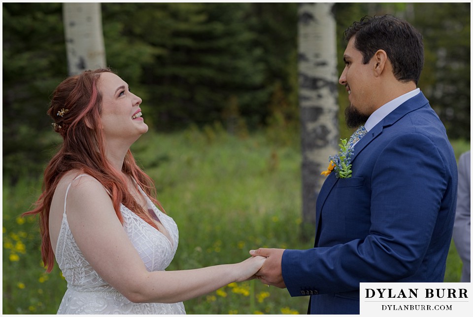 mount blue sky elopement wedding sharing emotional vows