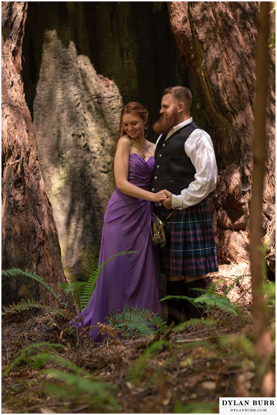 redwood forest wedding elopement avenue of the giants california cute maid of honor and scottish best man together
