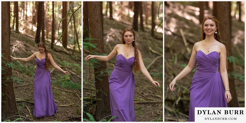 redwood forest wedding elopement avenue of the giants california maid of honor walking in forest