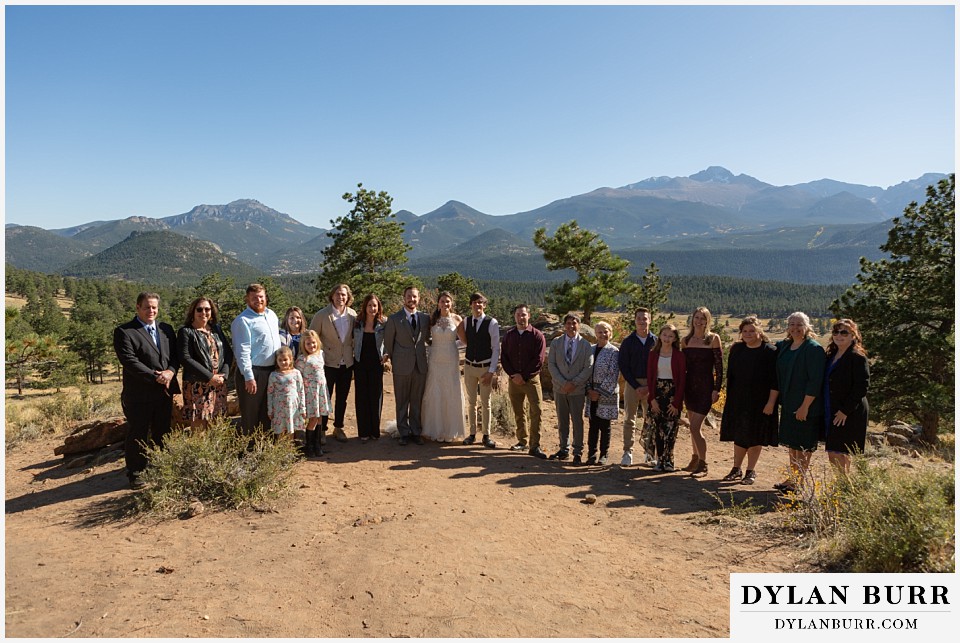 rocky mountain national park elopement wedding whole family photograph