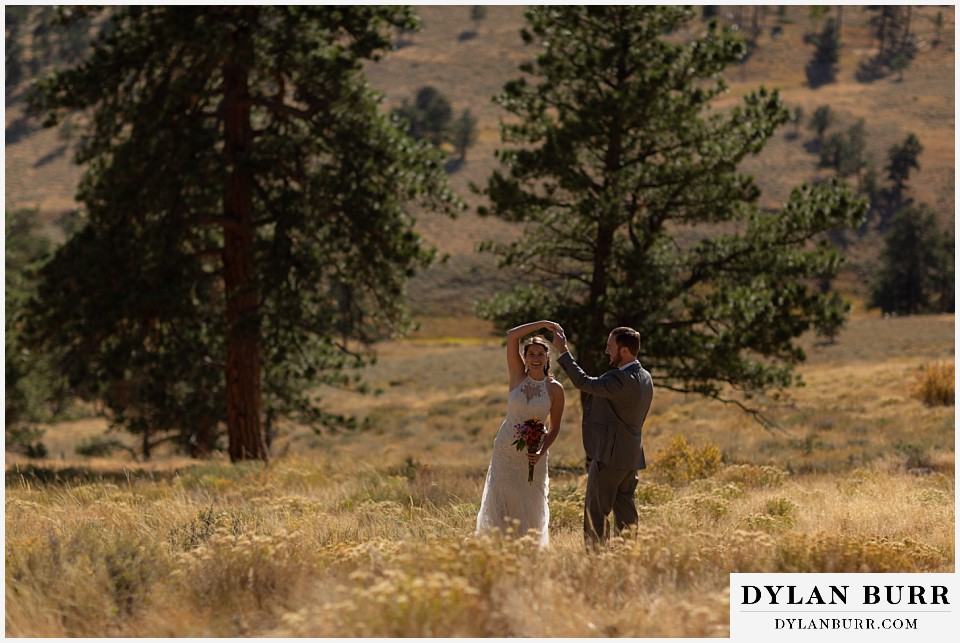 rocky mountain national park elopement wedding dancing in the forest