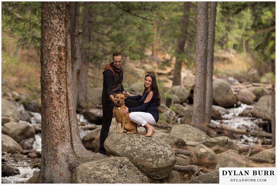 rocky mountain engagement session in colorado with dog