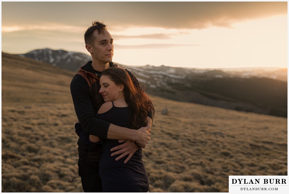 rocky mountain engagement session in colorado last few moments of light at sunset