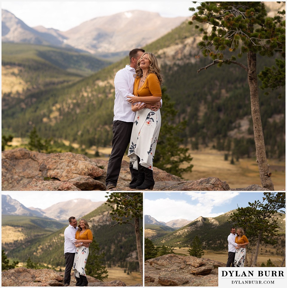 rocky mountain national park elopement wedding bride and groom giggling together