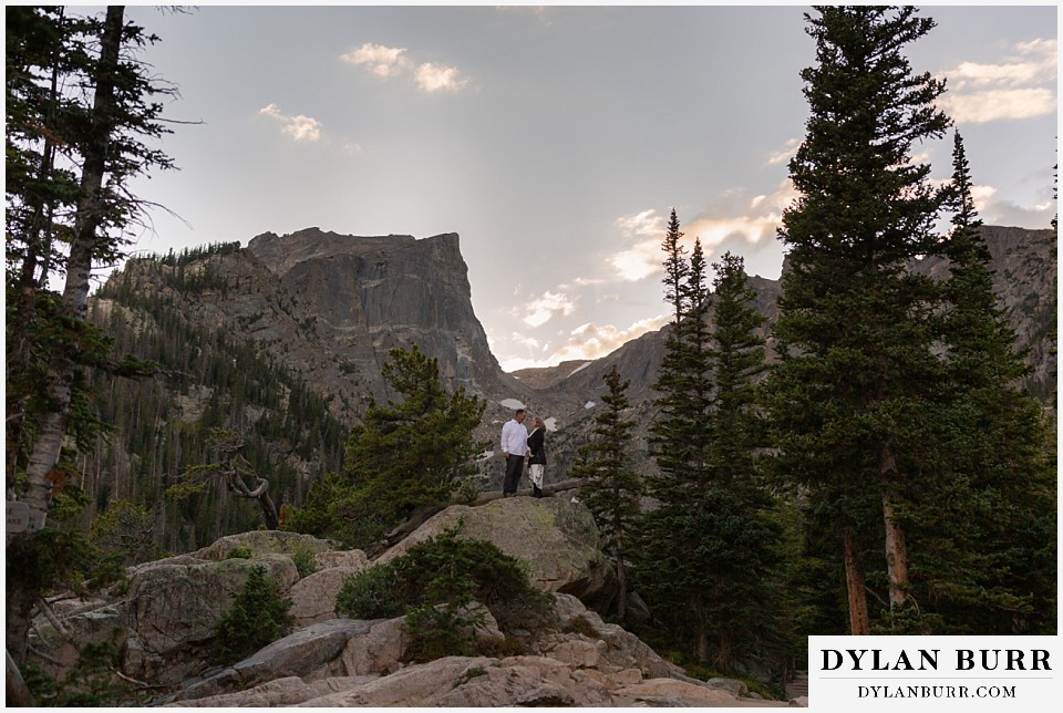 rocky mountain national park elopement wedding bride and groom together in mountains