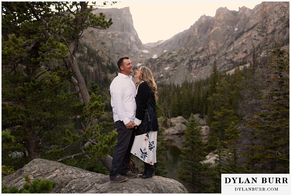 rocky mountain national park elopement wedding couple laughing in mountains