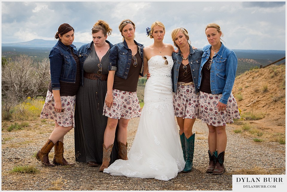 funny bridesmaids sad face outdoor colorado wedding montrose co