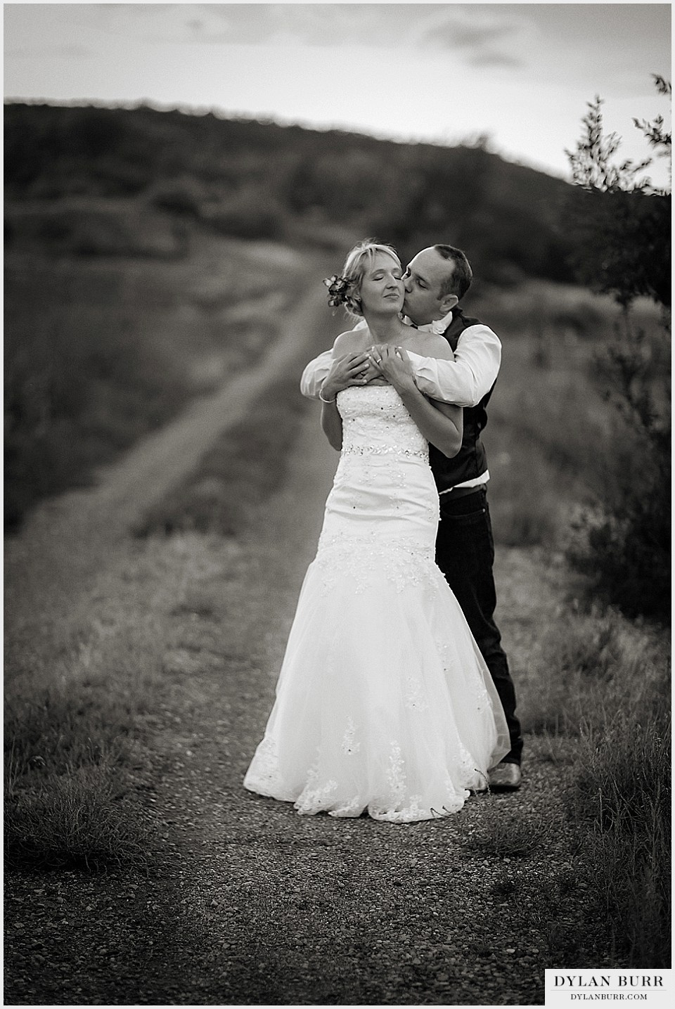 rustic outdoor wedding black white portrait bride groom montrose co