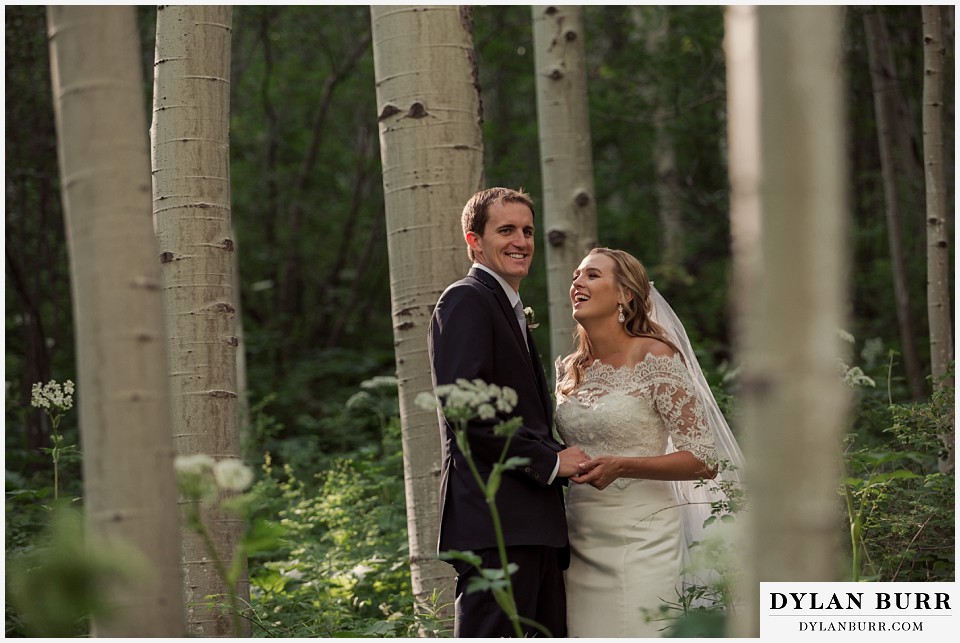 silverpick lodge wedding durango colorado couple aspen trees