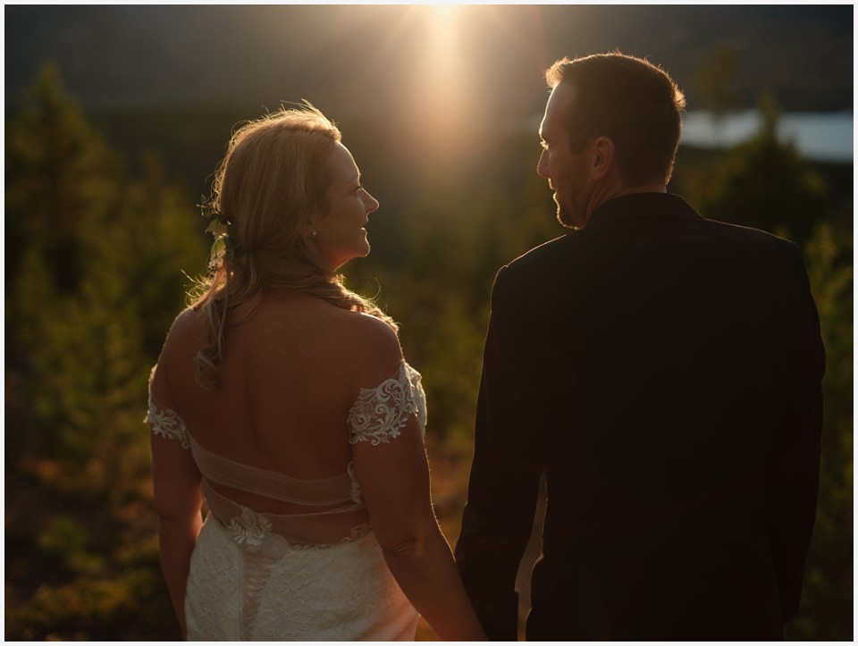 silverthorne elopement wedding the look of love at sunset