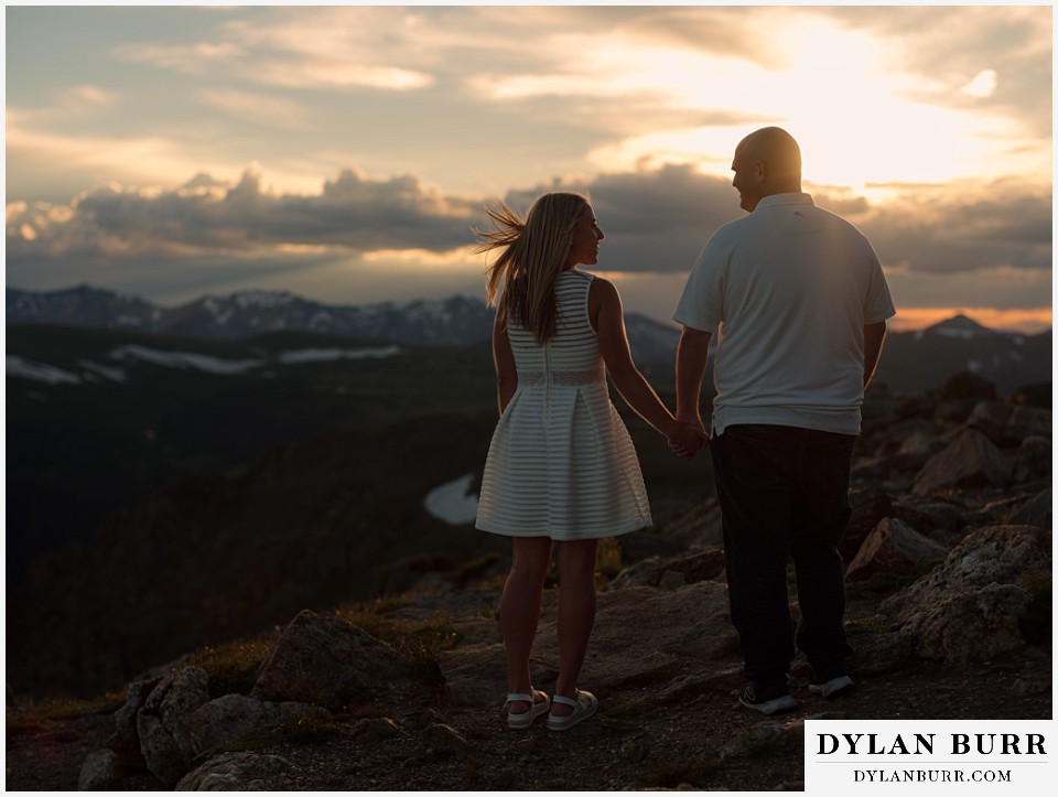 spring engagement photo session in the mountains at sunset