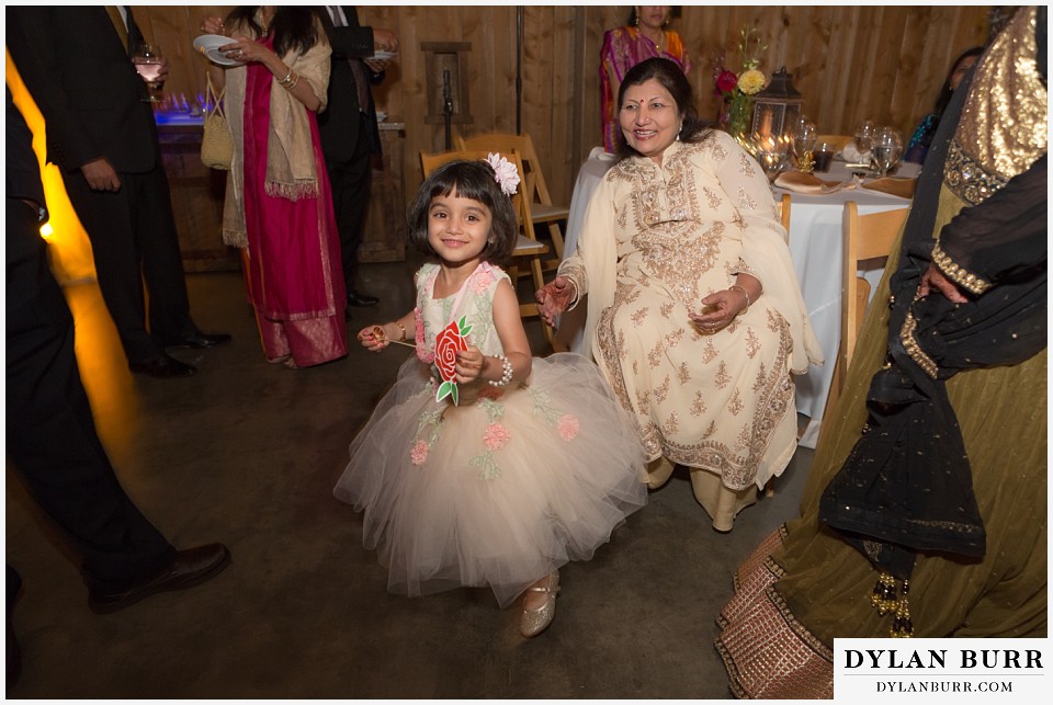 spruce mountain ranch wedding indian wedding little girl reception party dress