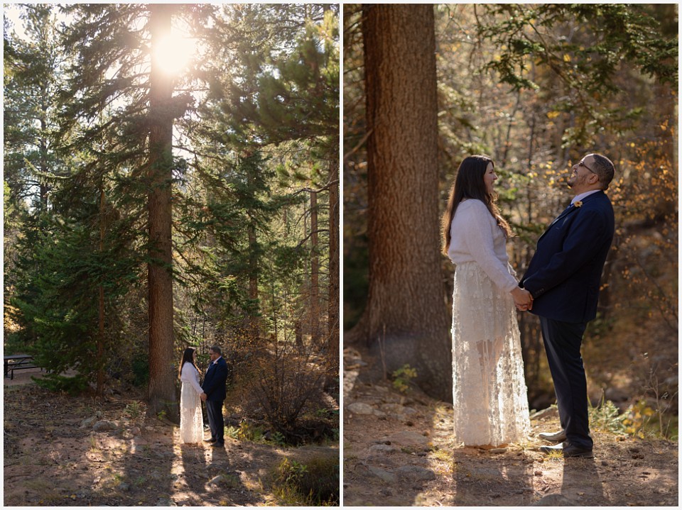staunton state park colorado elopement wedding laughing in the trees