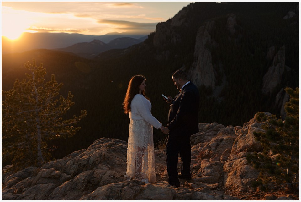 staunton state park colorado elopement wedding reading vows to each other