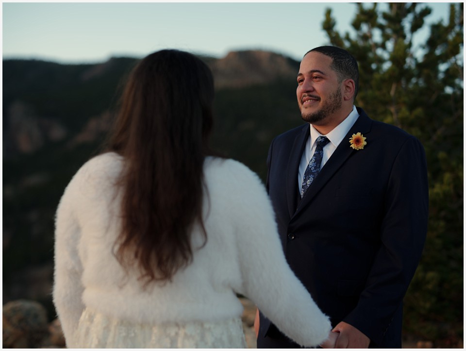 staunton state park colorado elopement wedding emotional groom