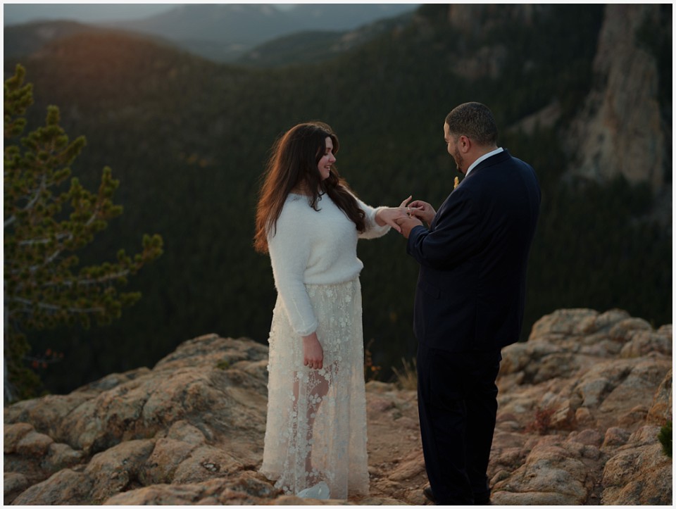 staunton state park colorado elopement wedding exchanging rings