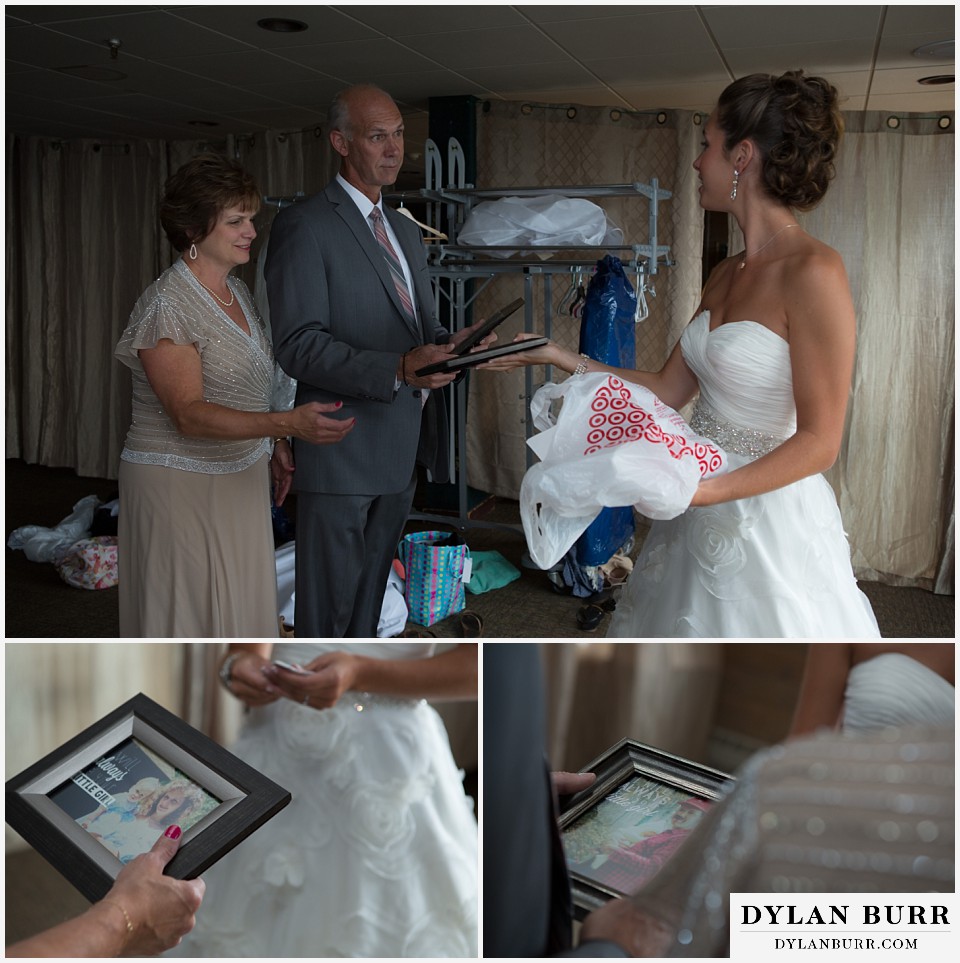 steamboat mountain weddings colorado bride giving gifts to parents