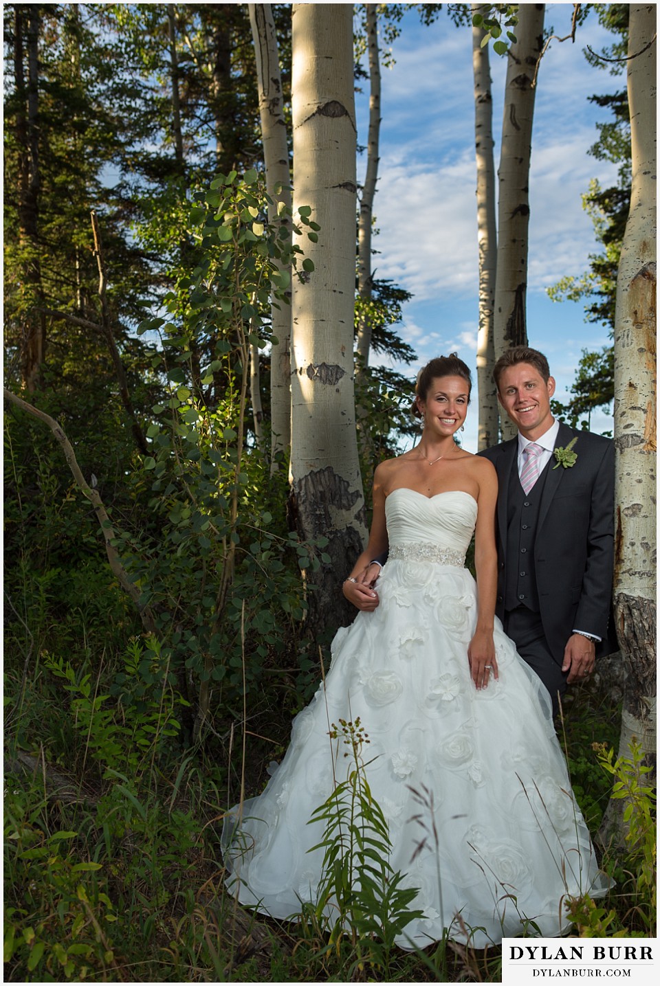 steamboat mountain weddings colorado bride and groom in aspen trees
