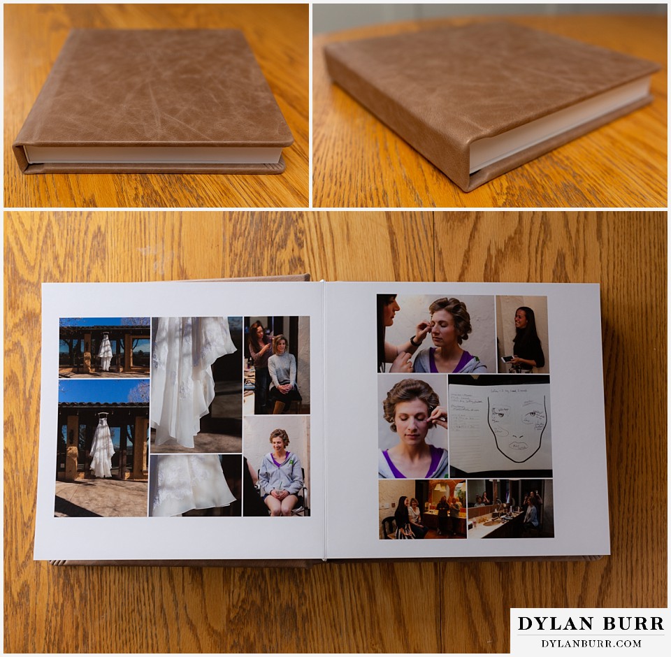 leather wedding album and custom full page spread design