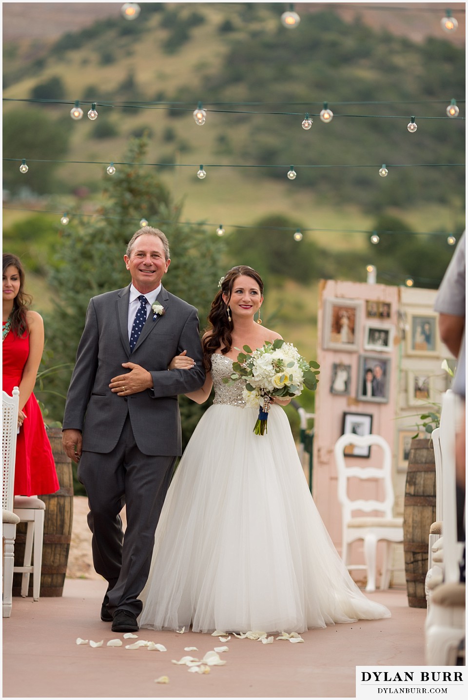willow ridge manor wedding bride walking down aisle with father