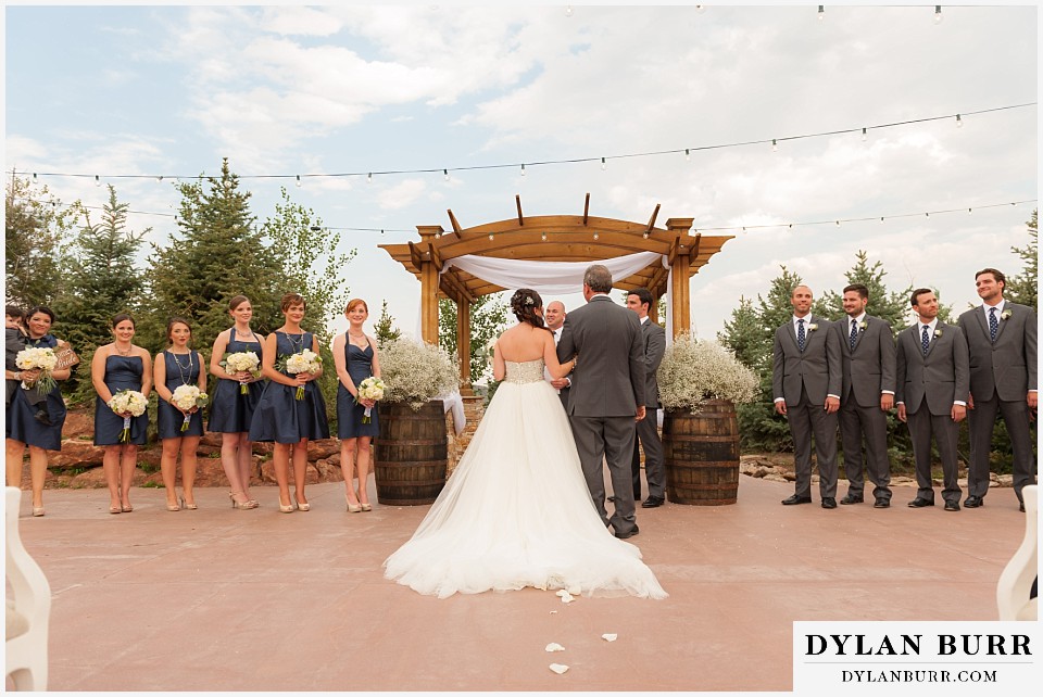 willow ridge manor wedding altar with wooden arch