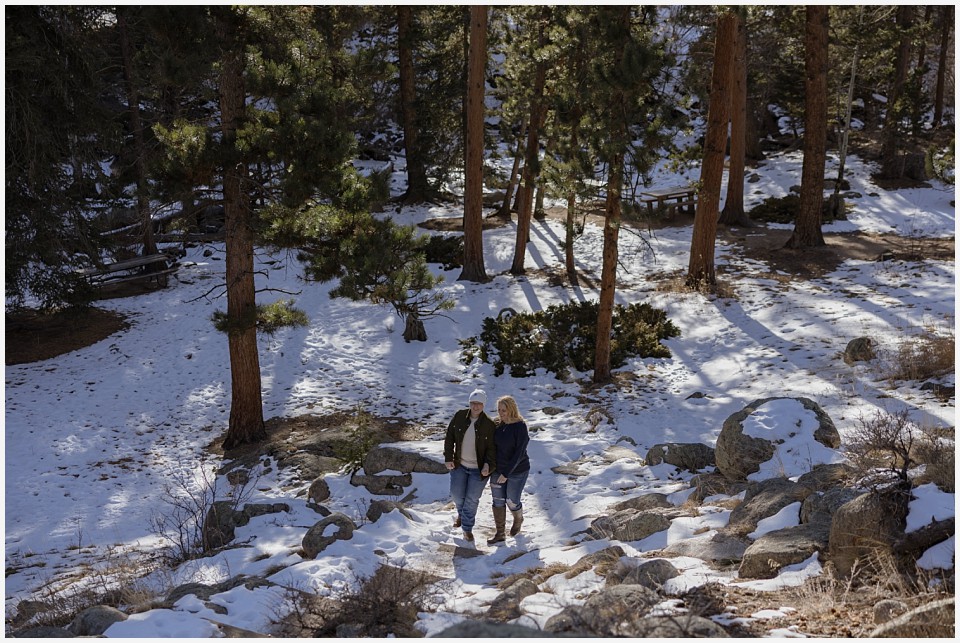 engagement photos in rocky mountain national park in winter