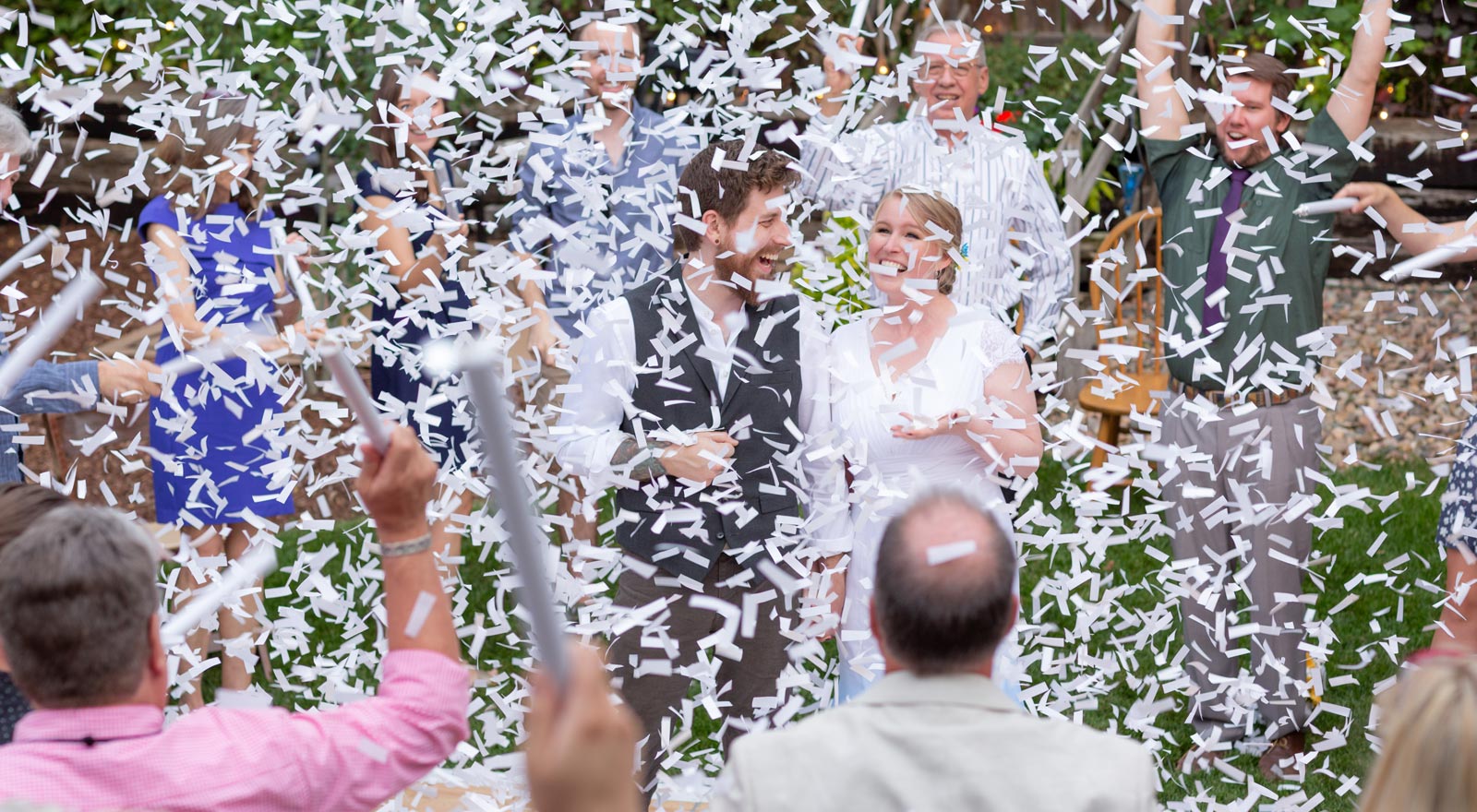 backyard confetti wedding