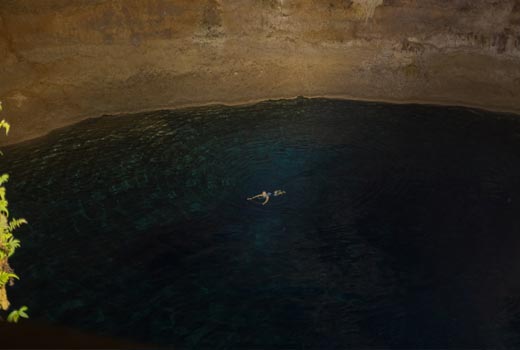 mexico cenote aerial view